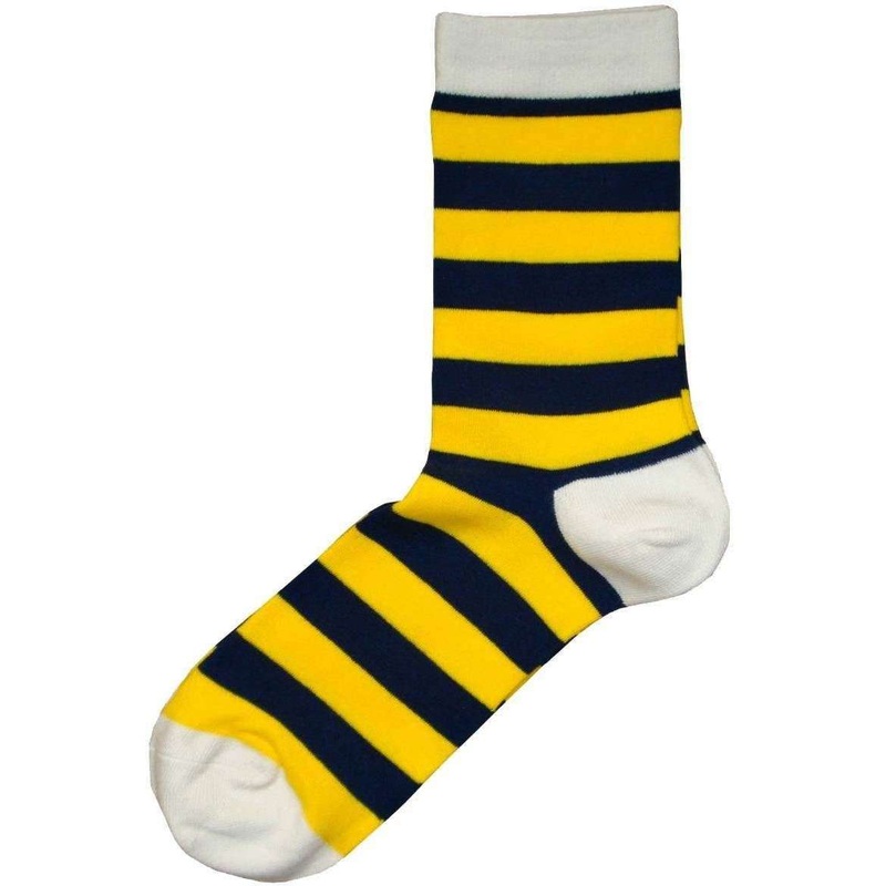 Bassin and Brown Hooped Stripe Socks – Yellow/Navy/White