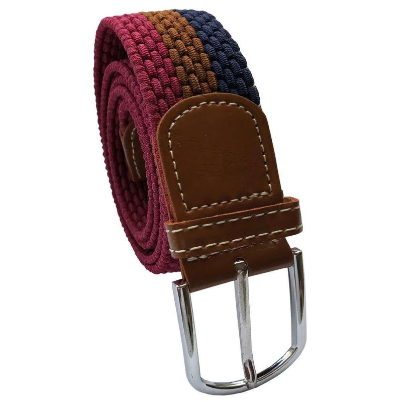 Bassin and Brown Horizontal Stripe Woven Belt – Navy/Wine/Brown