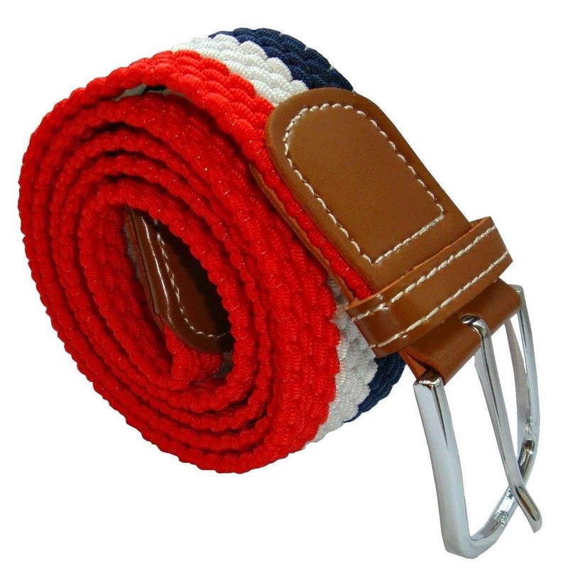 Bassin and Brown Horizontal Stripe Woven Belt – Red/White/Navy