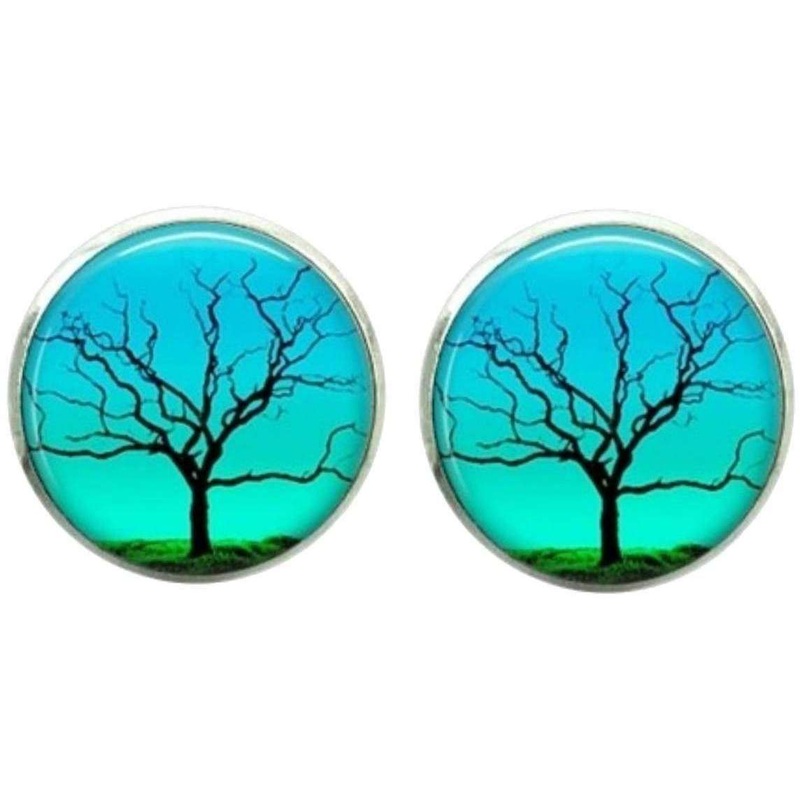 Bassin and Brown Leafless Tree Cufflinks – Blue/Green