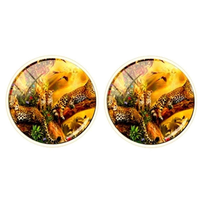 Bassin and Brown Leopard Family Cufflinks – Yellow/Green
