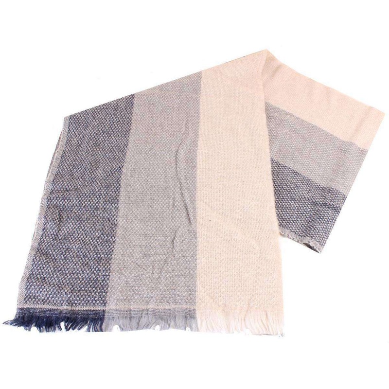 Bassin and Brown Magnolia Three Dot Stripe Scarf – Beige/Grey