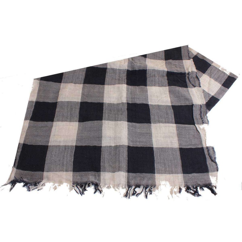 Bassin and Brown Meagan Check Wool Scarf – Beige/Black/Grey