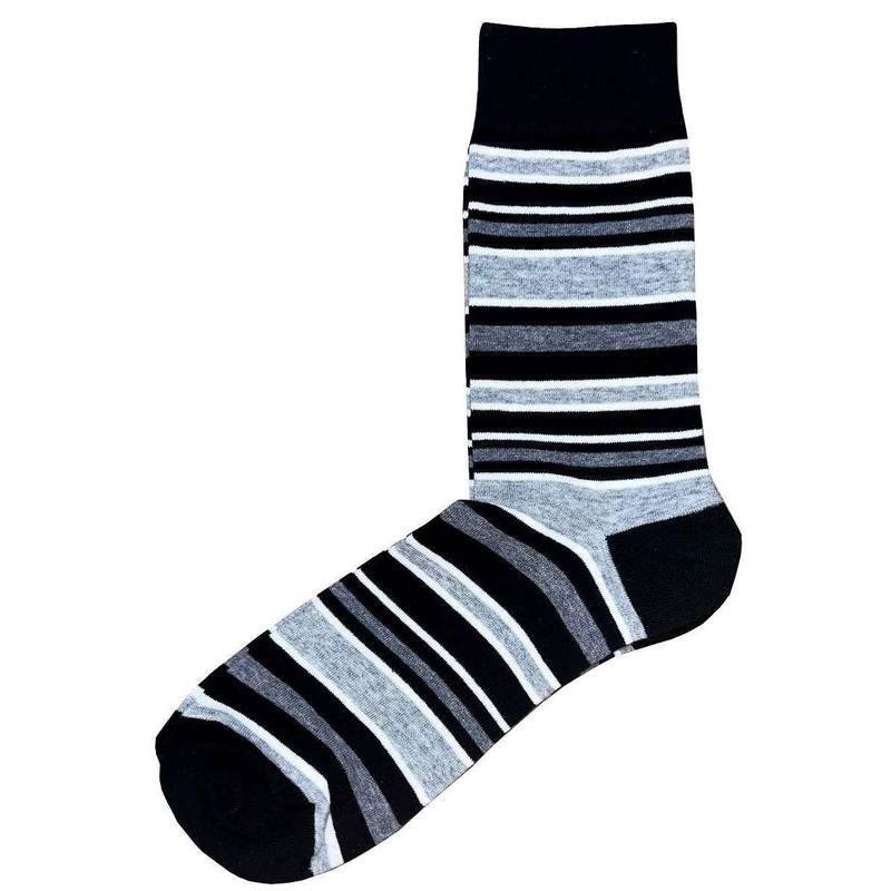 Bassin and Brown Multi Striped Socks – Black/Charcoal/Grey/White