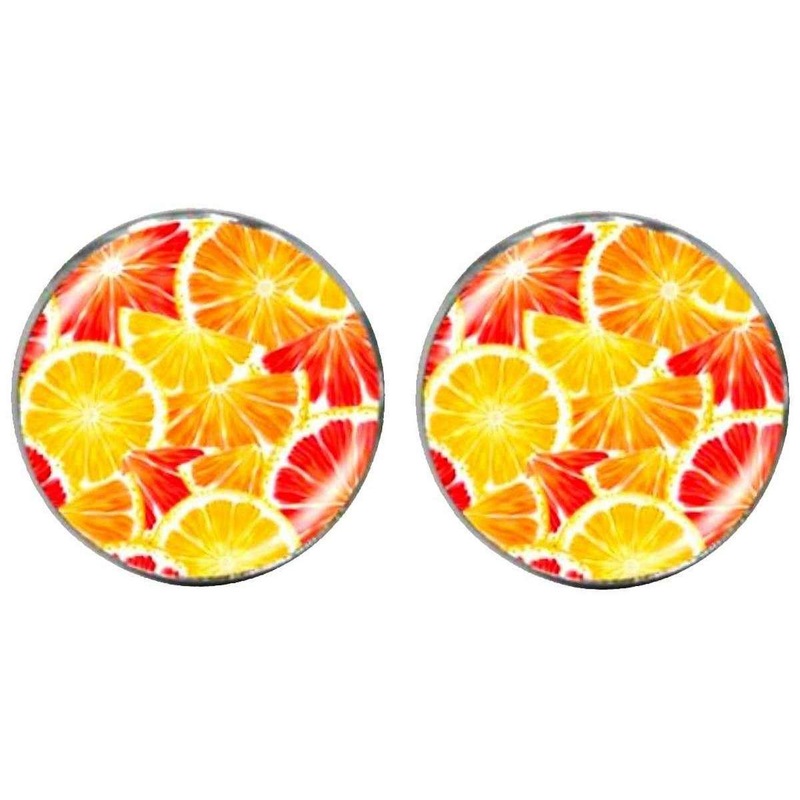 Bassin and Brown Oranges and Lemons Cabachon Cufflinks – Orange/Yellow