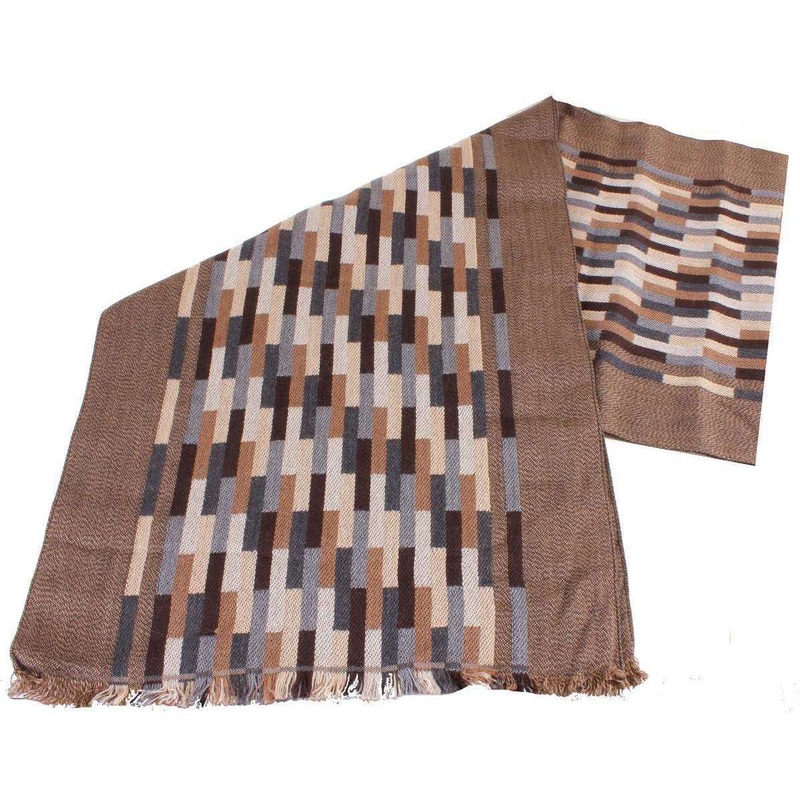 Bassin and Brown Ronaldo Broken Stripe Wool Scarf – Brown/Beige/Grey