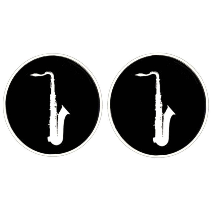 Bassin and Brown Saxophone Cufflinks – Black/White