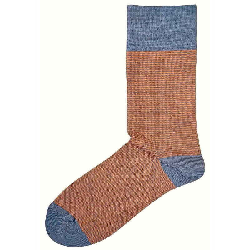 Bassin and Brown Thin Stripe Socks – Grey/Orange
