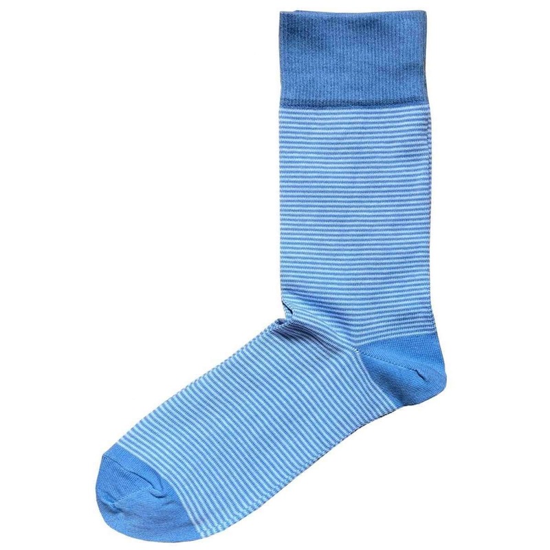 Bassin and Brown Thin Stripe Socks – Light Blue/White
