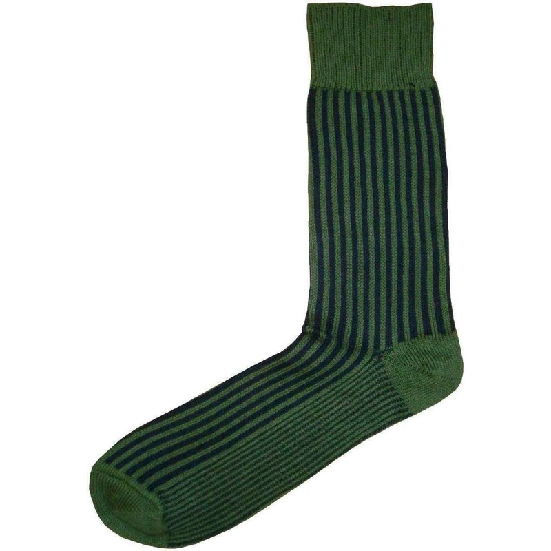 Bassin and Brown Vertical Striped Socks – Green/Navy