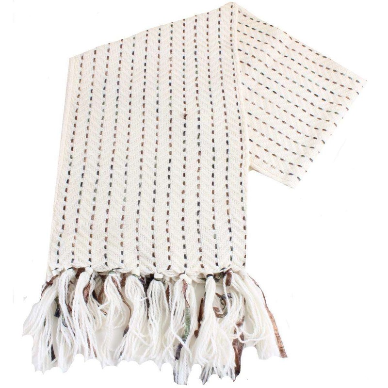 Bassin and Brown West Broken Striped Wool Scarf – Beige/Brown