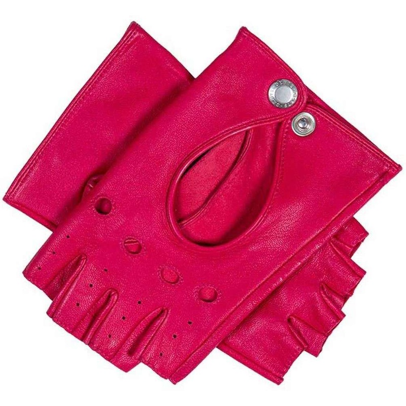 Dents Paris Hairsheep Leather Half Finger Driving Gloves – Fuchsia Pink