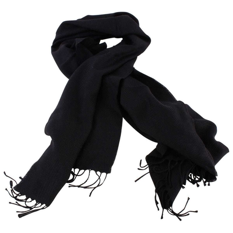 Bassin and Brown Alberto Chevron Wool Scarf  – Black