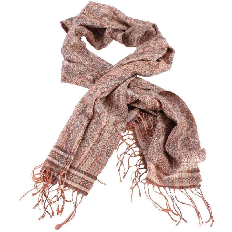 Bassin and Brown Bush Willow Stripe Flower Scarf  – Brown/Camel