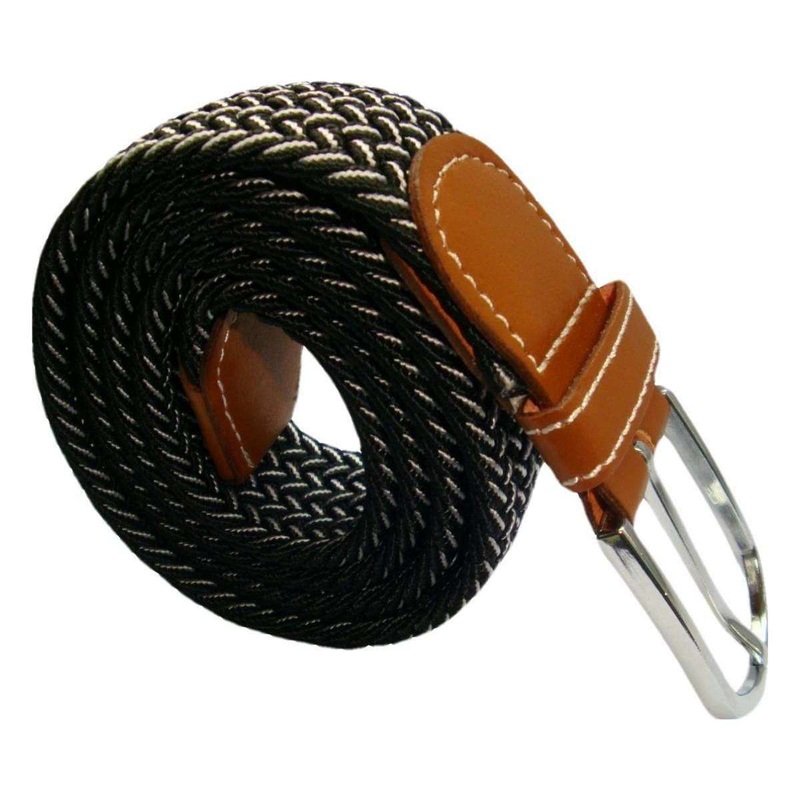 Bassin and Brown Chevron Lined Woven Buckle Belt – Black/White