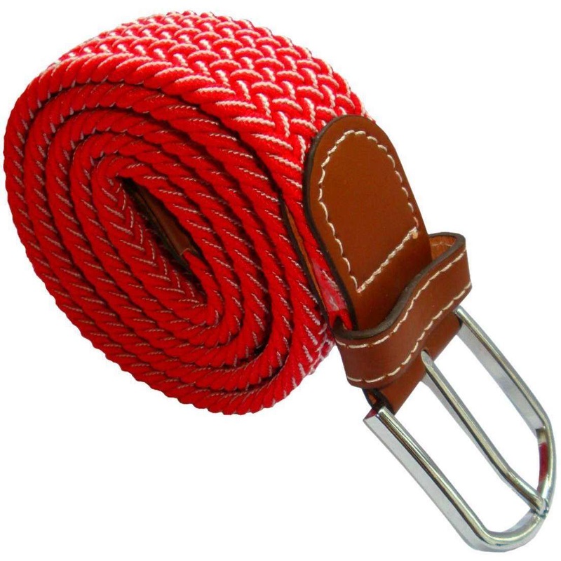 Bassin and Brown Chevron Stripe Elasticated Woven Belt – Red/White