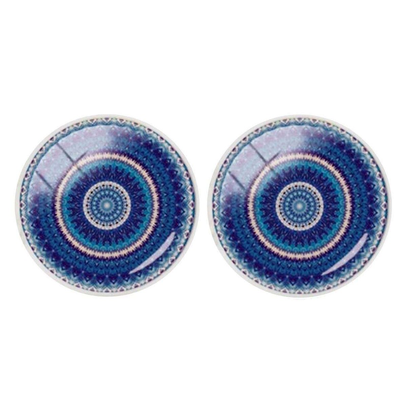 Bassin and Brown Concentric Circles Cufflinks – Blue/White
