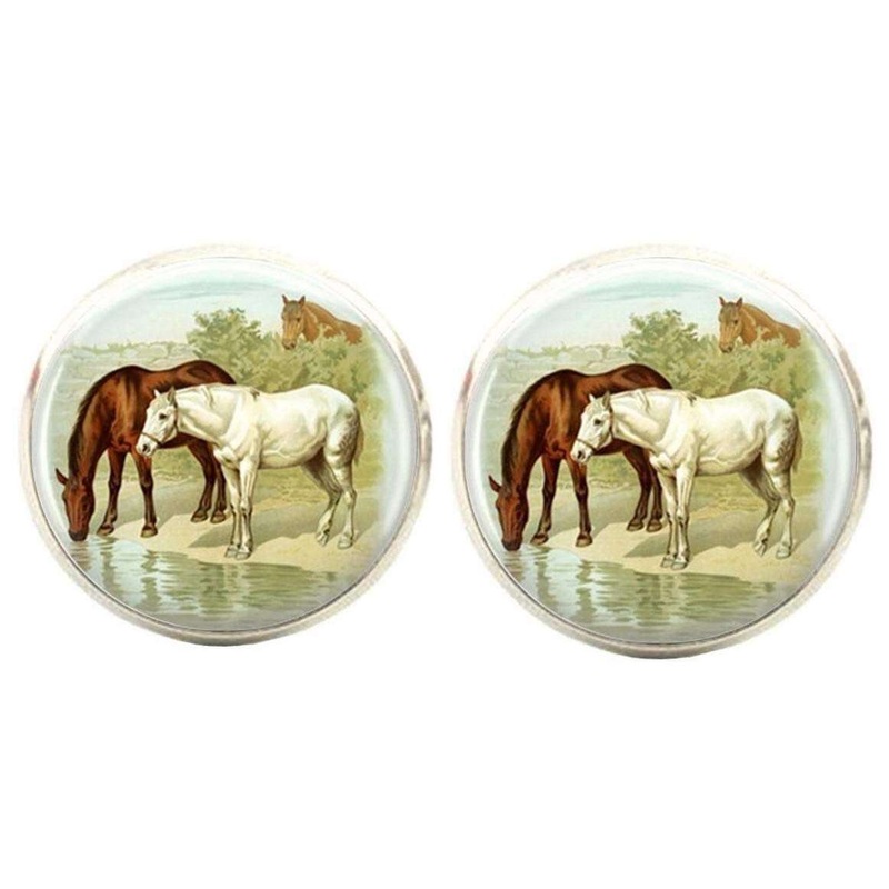 Bassin and Brown Horses Cufflinks – Brown/White