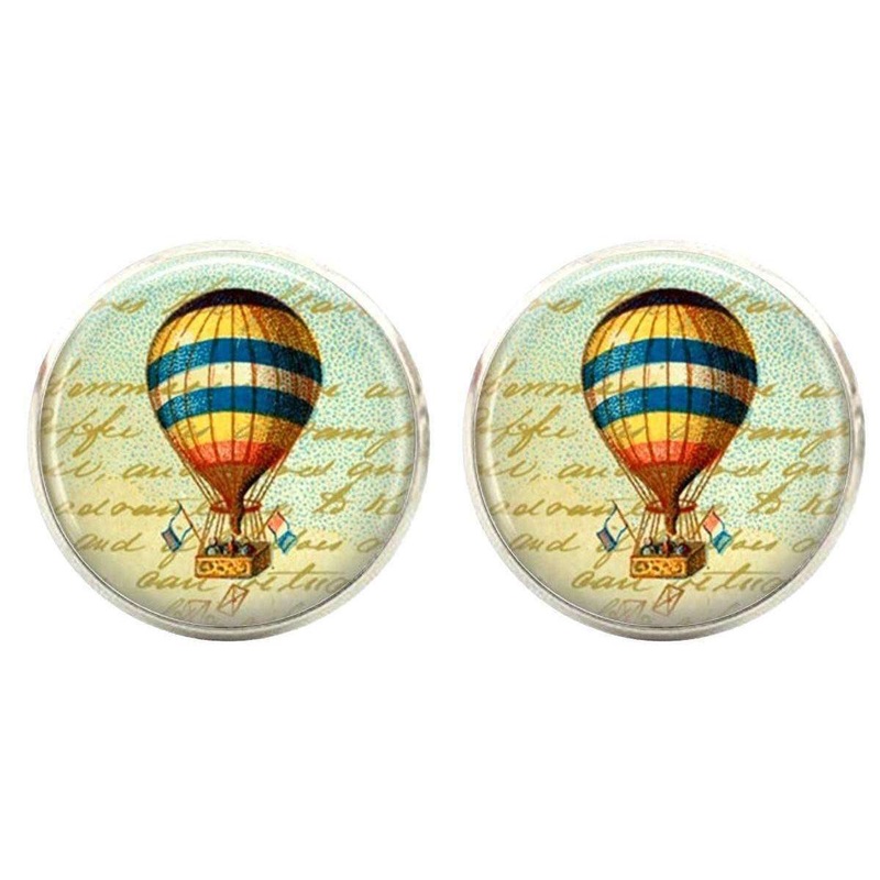 Bassin and Brown Hot Air Balloon Cufflinks – Blue/Yellow/Red