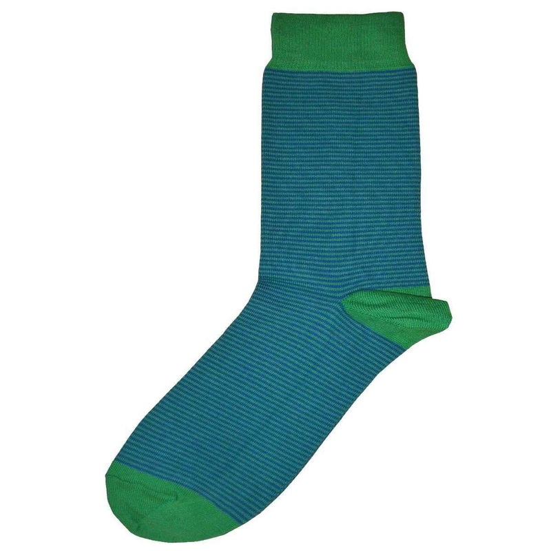 Bassin and Brown Narrow Stripe Socks – Green/Royal Blue
