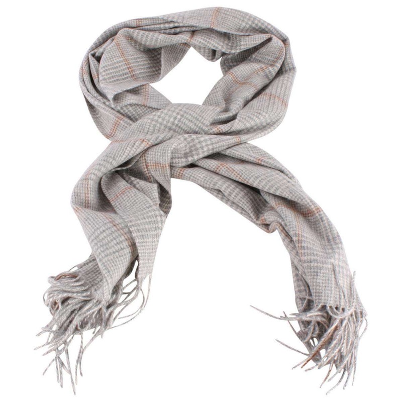 Bassin and Brown Reid Large Check Wool Scarf – Grey/White