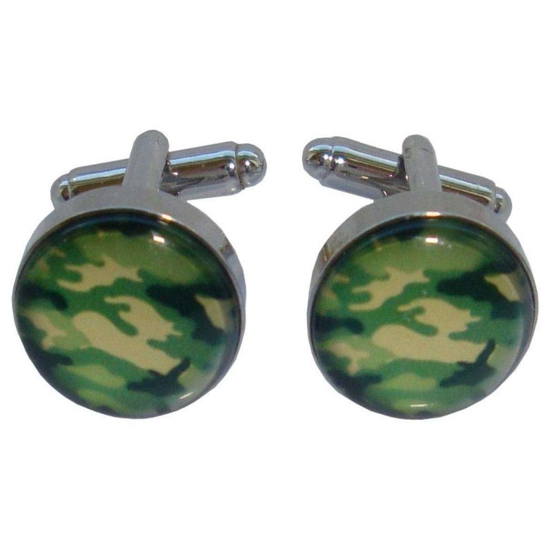 Bassin and Brown Round Camouflage Cufflinks – Green