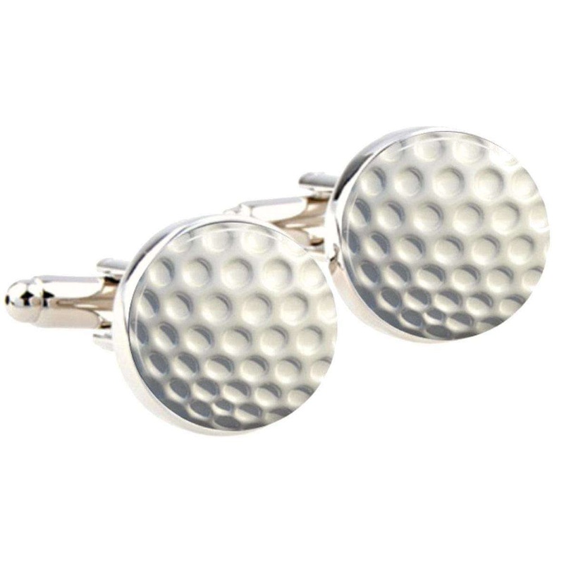 Bassin and Brown Round Golf Ball Cufflinks – White