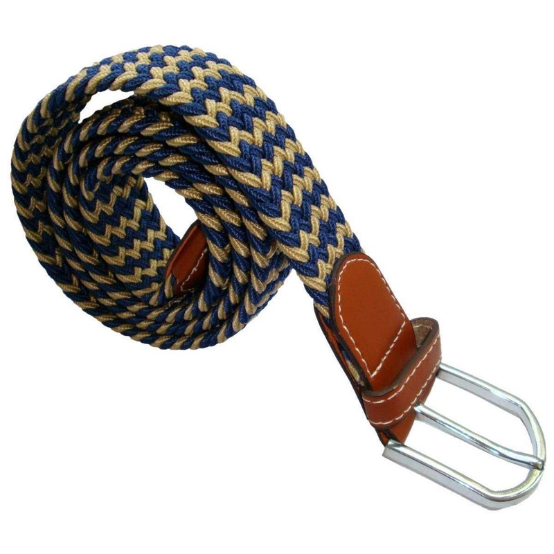 Bassin and Brown Striped Elasticated Woven Belt – Beige/Navy