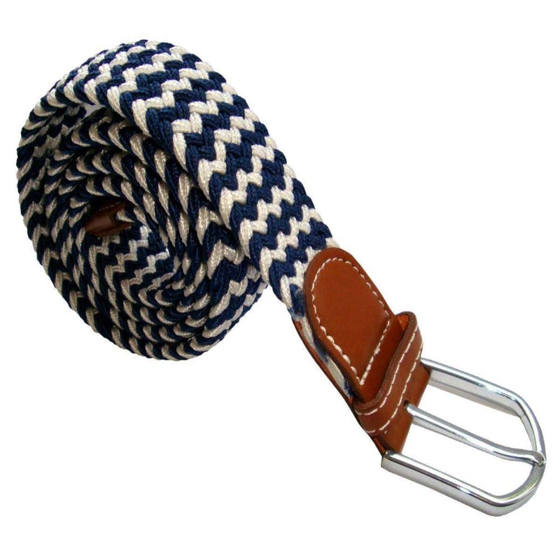 Bassin and Brown Striped Elasticated Woven Belt – Navy/White