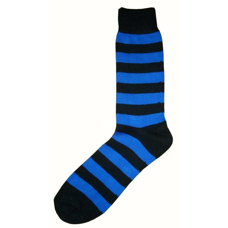 Bassin and Brown Striped Midcalf Socks – Black/Blue