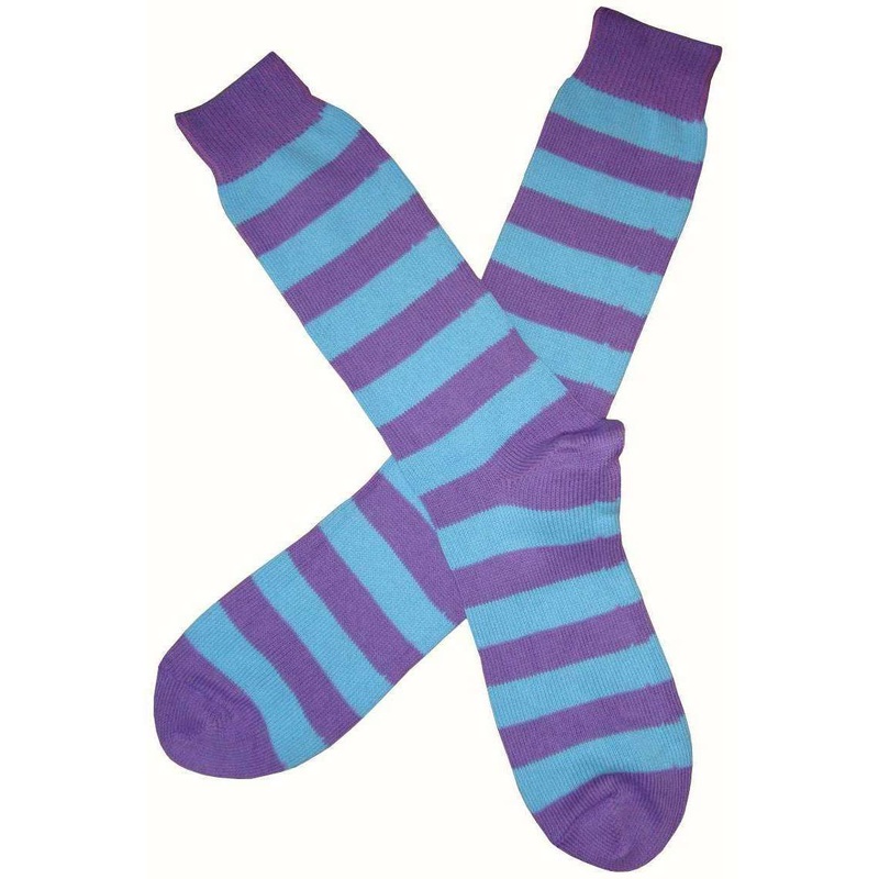 Bassin and Brown Striped Midcalf Socks – Purple/Blue
