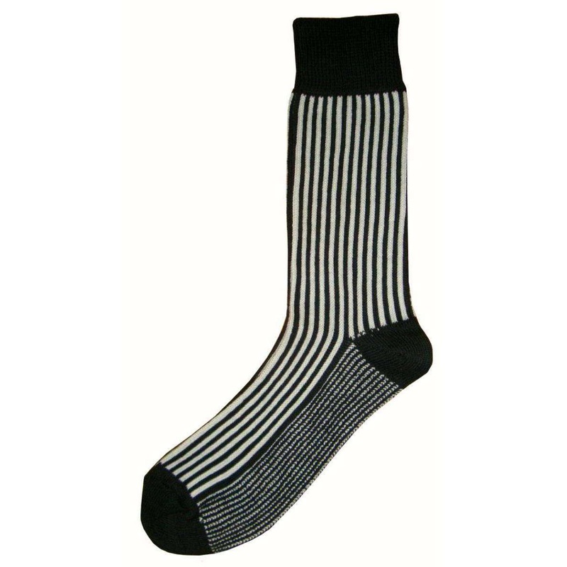Bassin and Brown Vertical Stripe Midcalf Socks – Black/Grey