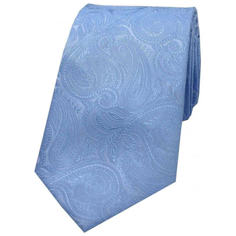 David Van Hagen Luxury Paisley Silk Tie – Sky Blue