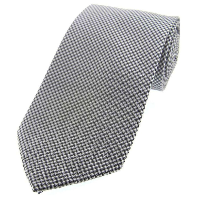 David Van Hagen Neat Woven Polyester Morning Tie – Grey