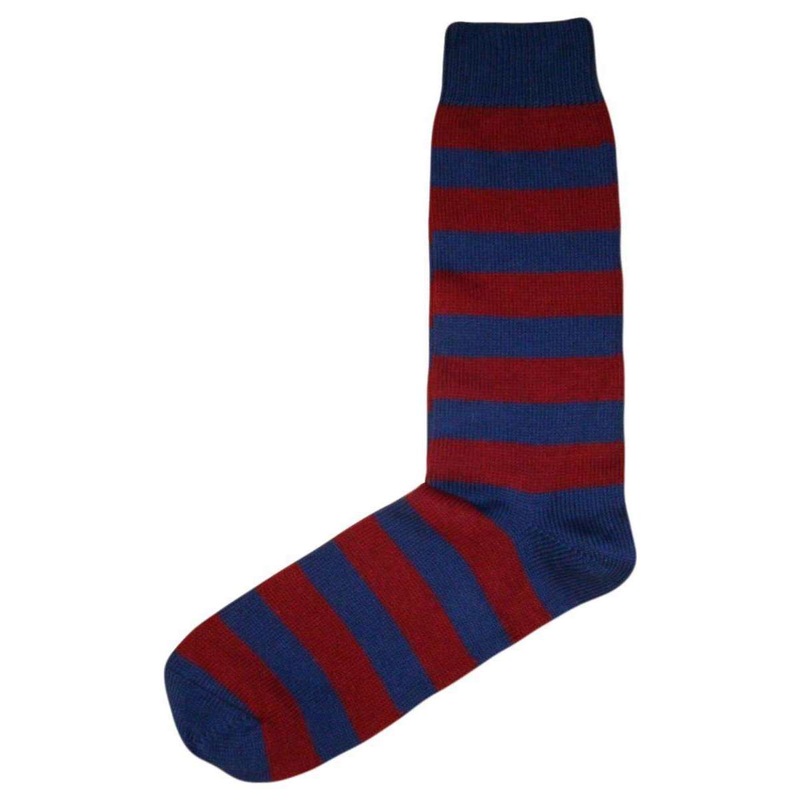 Bassin and Brown Hooped Stripe Socks – Wine/Deep Blue