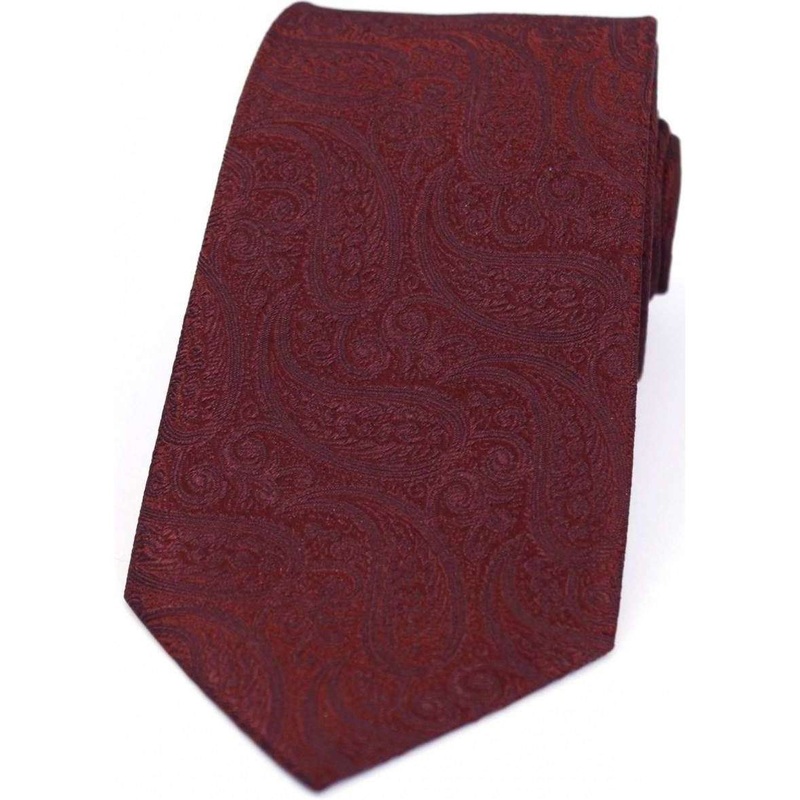 David Van Hagen Classic Paisley Silk Tie – Wine Red