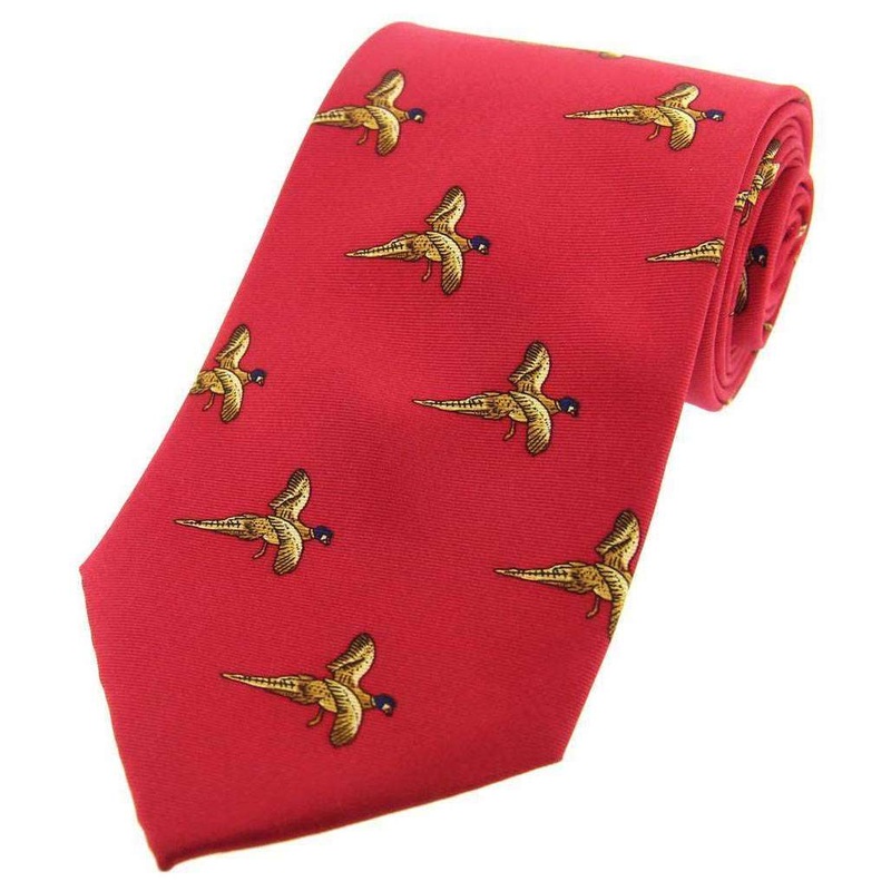 David Van Hagen Flying Pheasant Country Silk Tie – Red