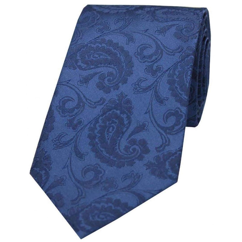 David Van Hagen Luxury Paisley Silk Tie – Denim Blue