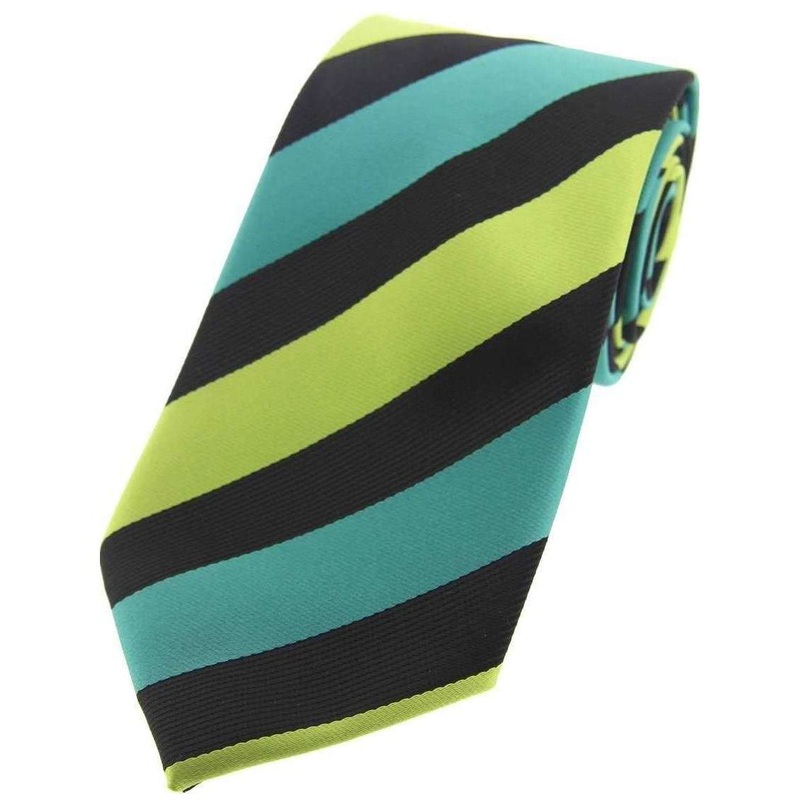 David Van Hagen Striped Polyester Tie – Green/Black