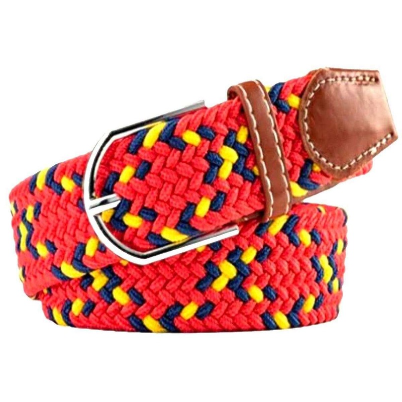 Bassin and Brown Cross Stripe Woven Belt – Red/Navy/Yellow
