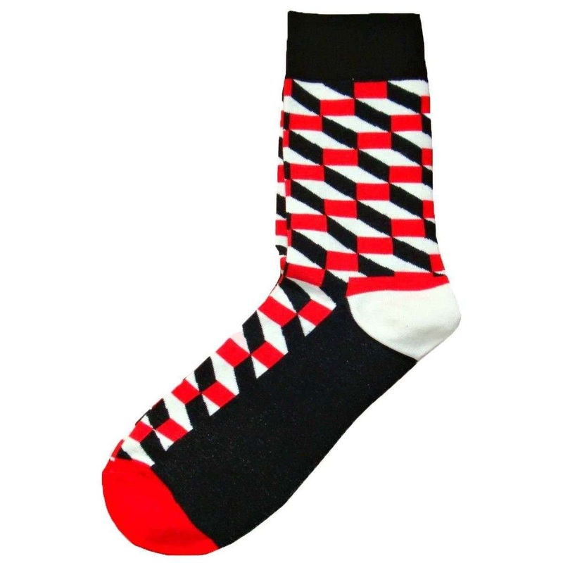 Bassin and Brown Opitical Check Socks – Black/Red/White