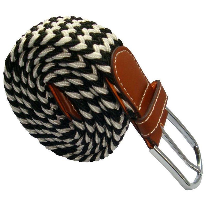 Bassin and Brown Striped Elasticated Woven Buckle Belt – Black/White