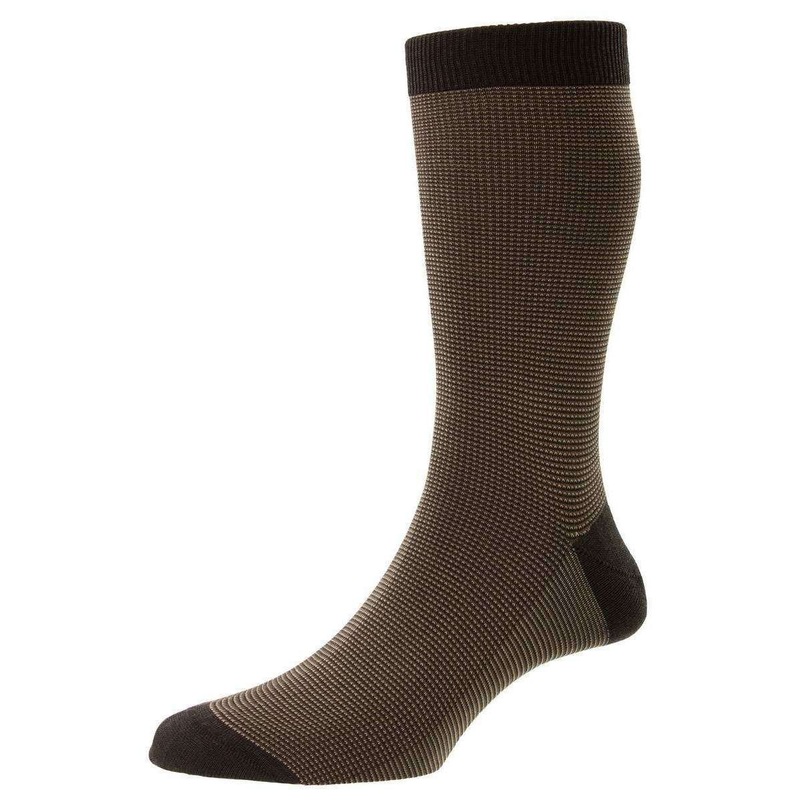 Pantherella Tewkesbury Cotton Fil D’Ecosse Socks – Dark Brown Mix