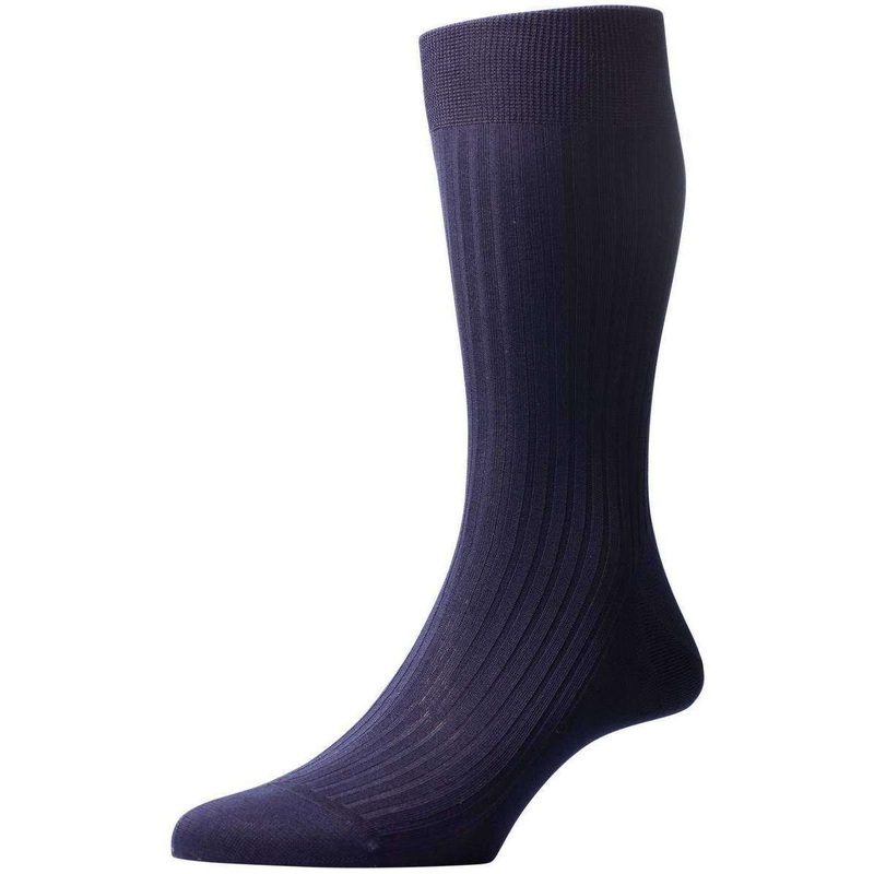 Pantherella Vale Rib Cotton Lisle Socks – Navy