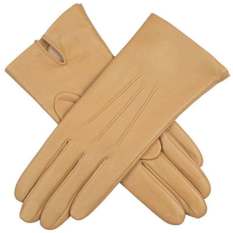 Dents Felicity Three Point Silk Lined Leather Gloves – Toffee Beige