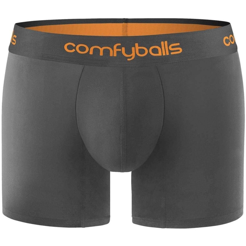 Comfyballs Cotton Long Boxer – Charcoal Grey/Flame Orange