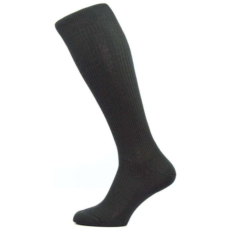 Pantherella Naish Rib Over the Calf Merino Wool Socks – Black