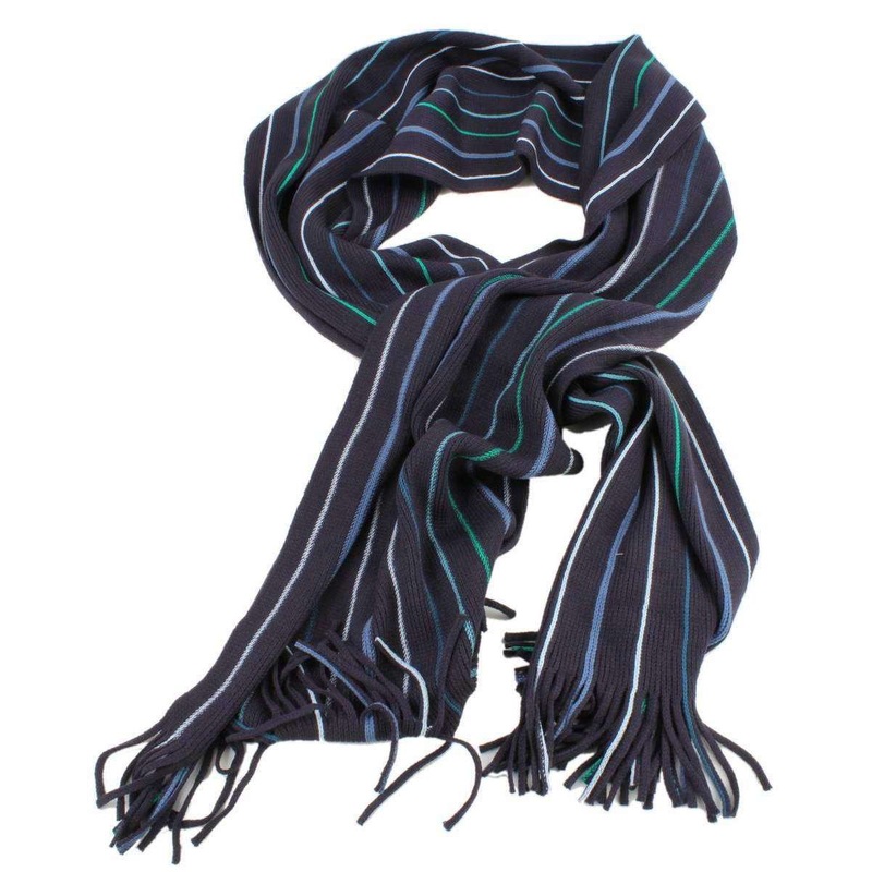 Bassin and Brown Illingworth Stripe Scarf – Navy/Green/White