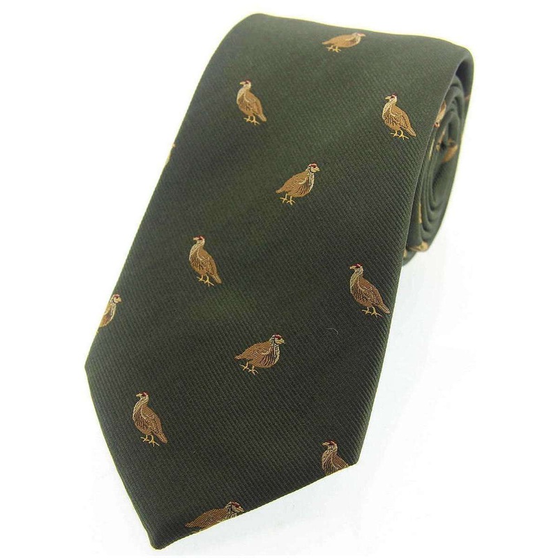 David Van Hagen Grouse Woven Country Silk Tie – Green