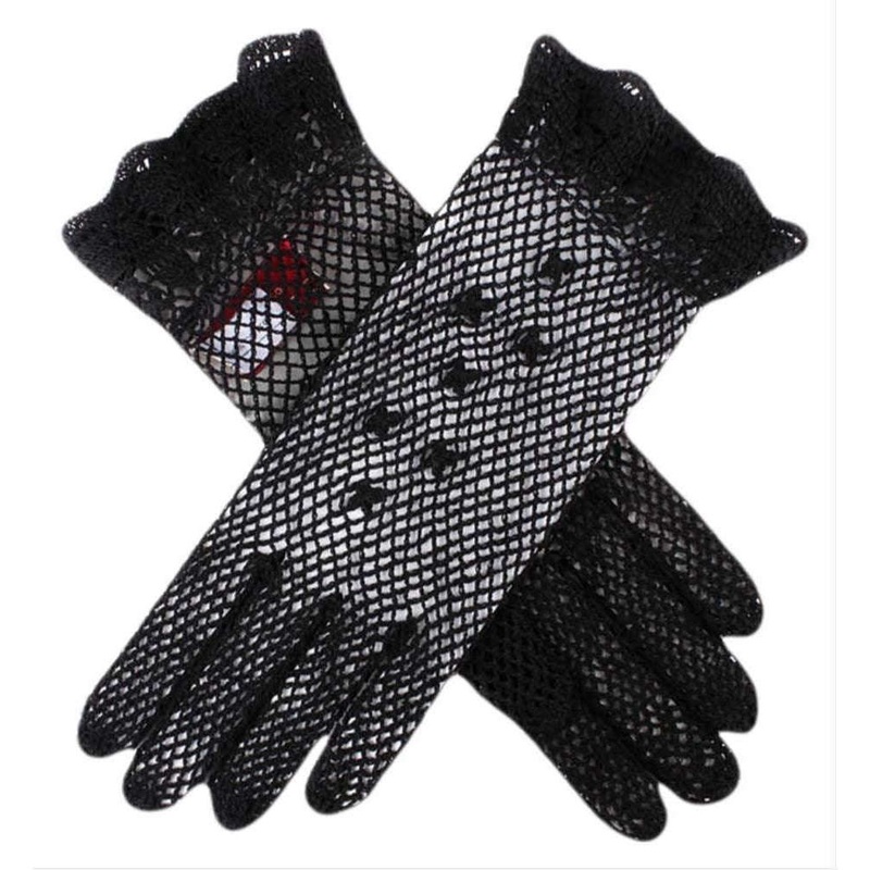 Dents Cotton Crochet Gloves – Black